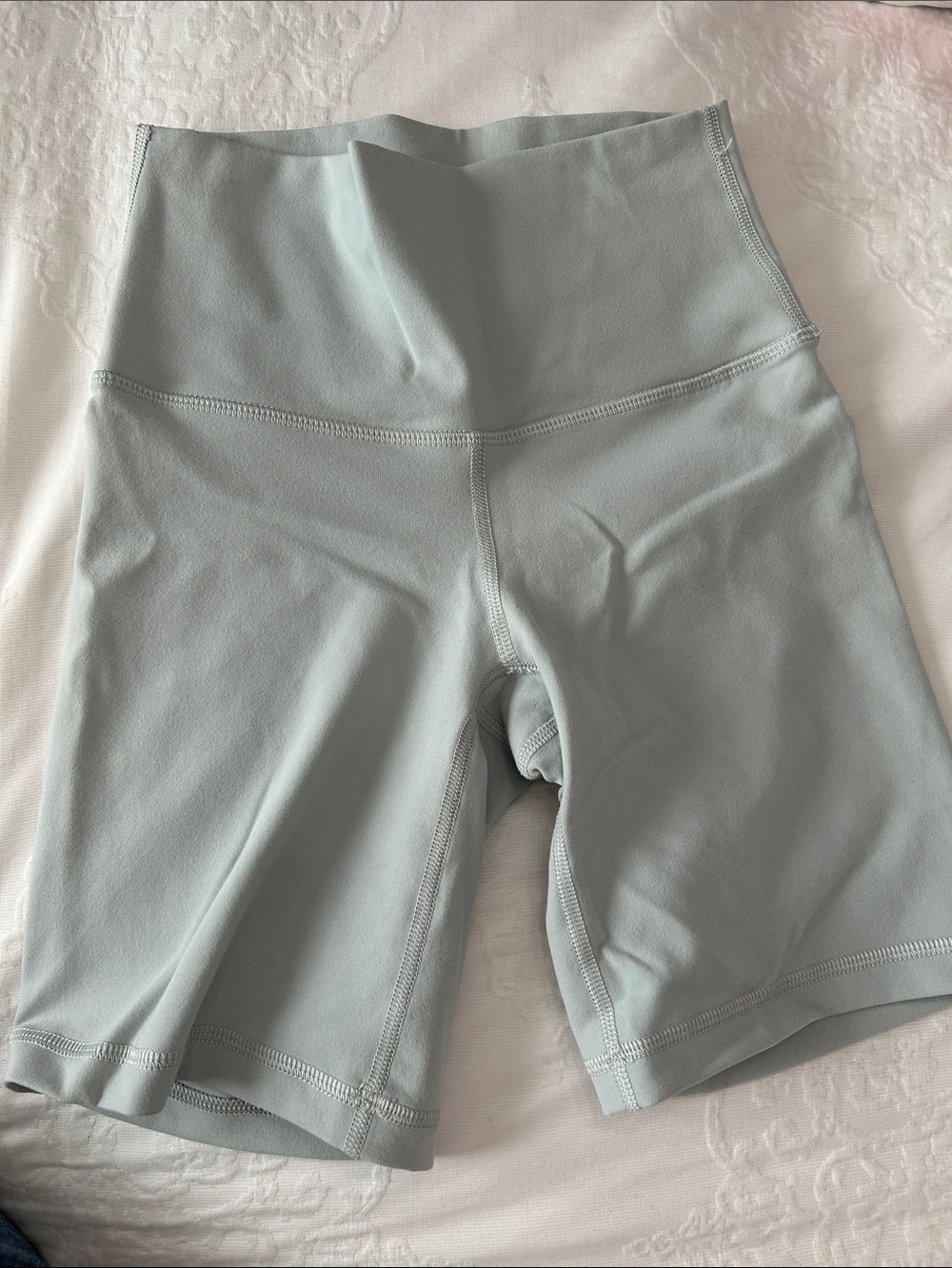 TNA Women’s High-Waist Light Blue / Green Bike Shorts